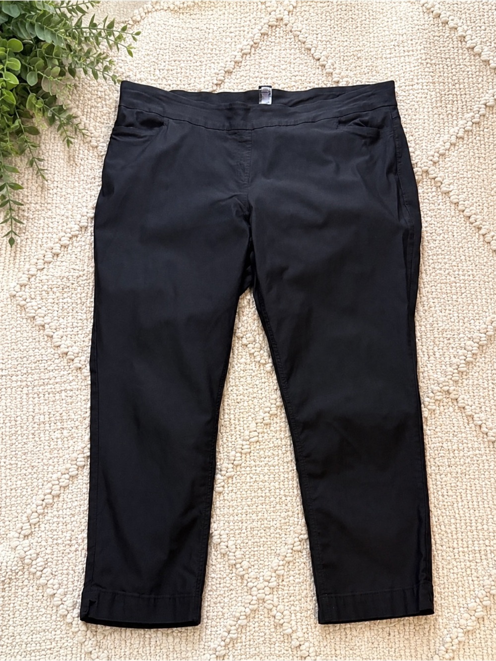 Slimsation By Multiples Black Ponte Pull-On Cropped Pants 22W | Stretch Career